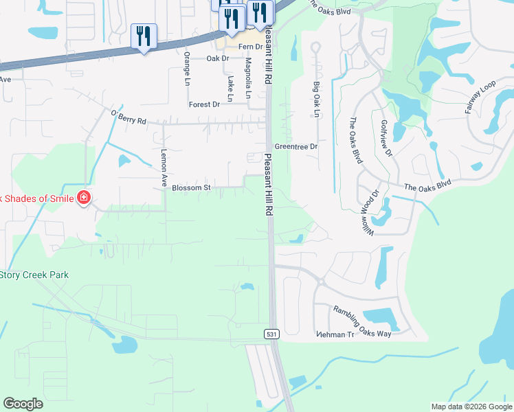 map of restaurants, bars, coffee shops, grocery stores, and more near 1880 Pleasant Hill Road in Kissimmee