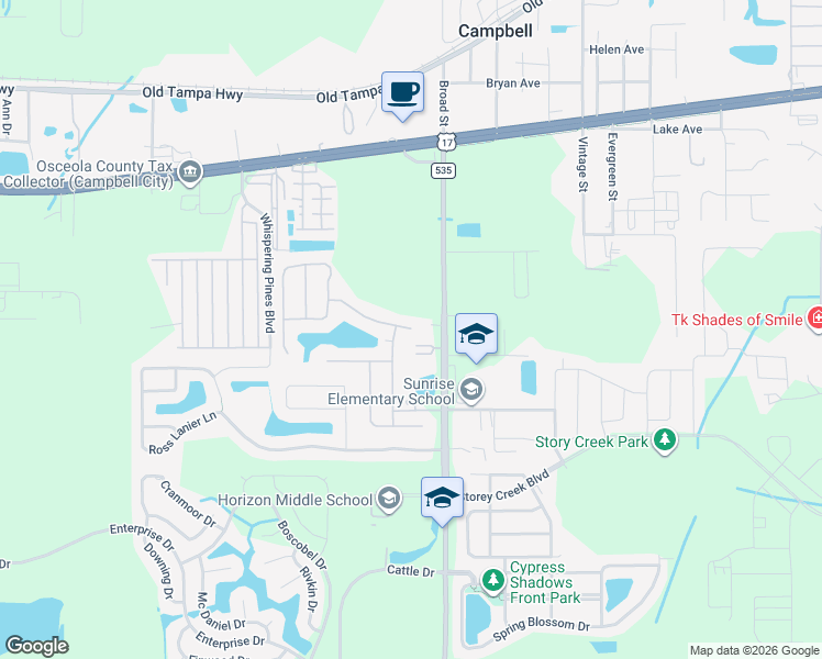 map of restaurants, bars, coffee shops, grocery stores, and more near 4503 MacKenzie Way in Kissimmee