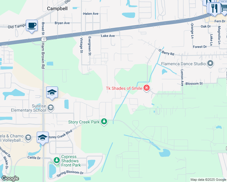 map of restaurants, bars, coffee shops, grocery stores, and more near 1849 Daniels Street in Kissimmee
