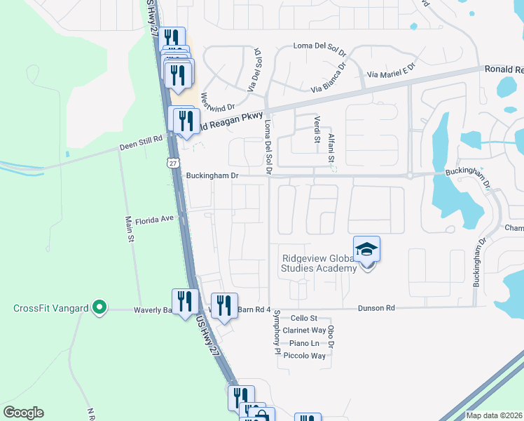 map of restaurants, bars, coffee shops, grocery stores, and more near 322 Burford Circle in Davenport