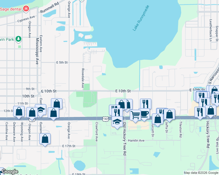 map of restaurants, bars, coffee shops, grocery stores, and more near 870 East 10th Street in St. Cloud