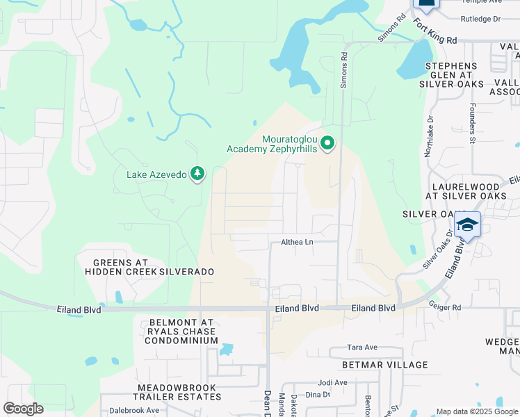 map of restaurants, bars, coffee shops, grocery stores, and more near 36506 Althea Lane in Zephyrhills