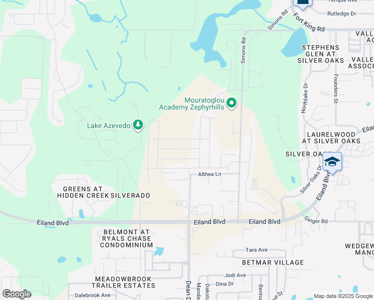 map of restaurants, bars, coffee shops, grocery stores, and more near 36506 Althea Lane in Zephyrhills