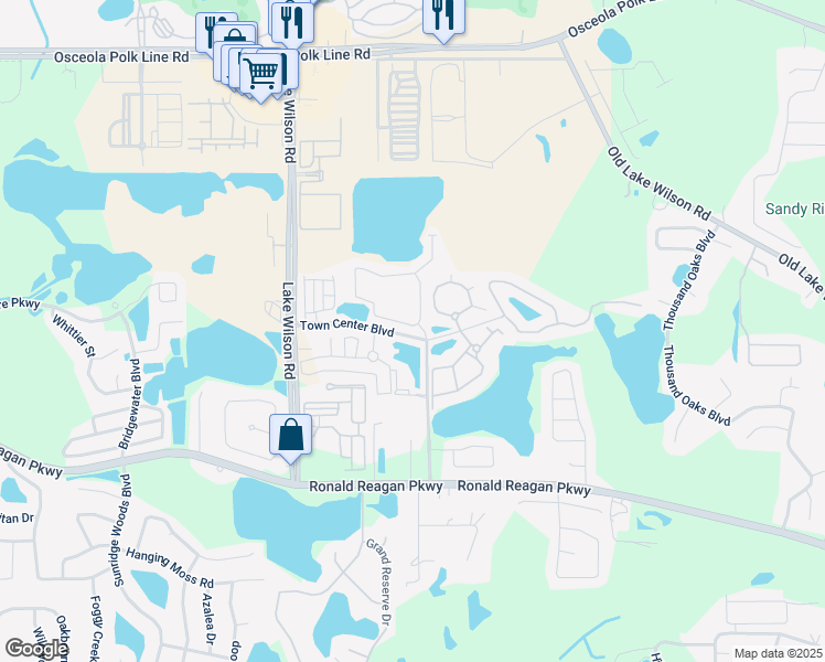 map of restaurants, bars, coffee shops, grocery stores, and more near 137 Arbor Lakes Drive in Davenport