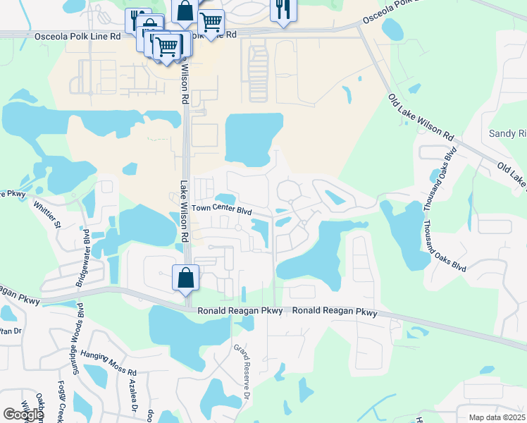 map of restaurants, bars, coffee shops, grocery stores, and more near 137 Arbor Lakes Drive in Davenport