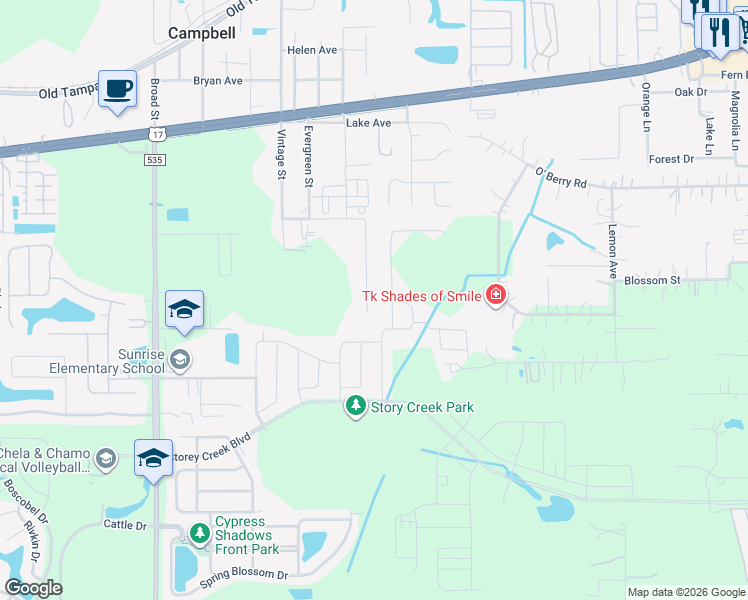 map of restaurants, bars, coffee shops, grocery stores, and more near 1849 Daniels Street in Kissimmee