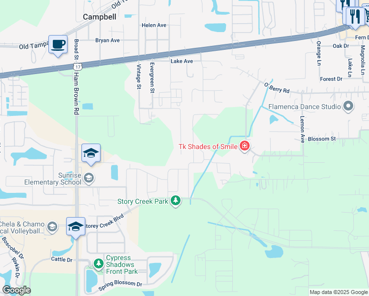 map of restaurants, bars, coffee shops, grocery stores, and more near 1849 Daniels Street in Kissimmee