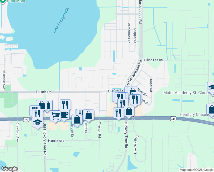 map of restaurants, bars, coffee shops, grocery stores, and more near 1916 Nicholas Place in St. Cloud