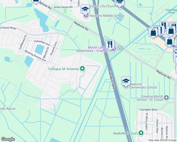 map of restaurants, bars, coffee shops, grocery stores, and more near Unnamed Road in Kissimmee