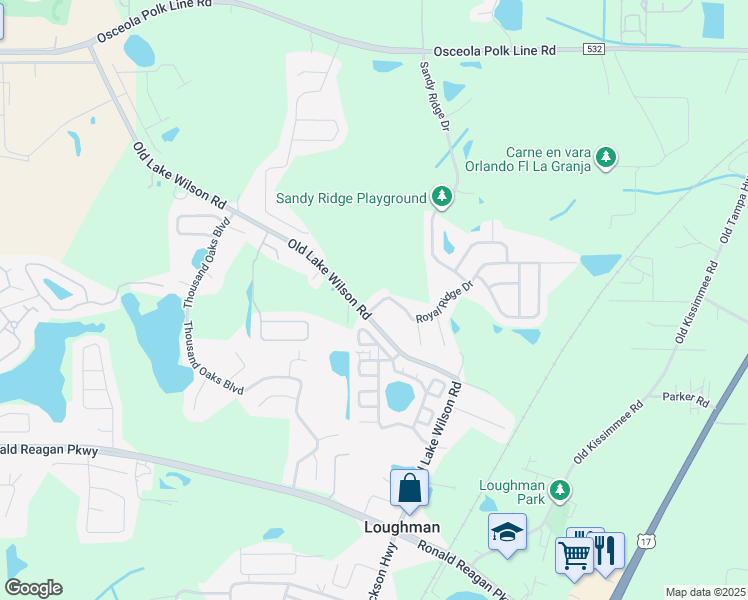 map of restaurants, bars, coffee shops, grocery stores, and more near 1063 Royal Ridge Drive in Davenport