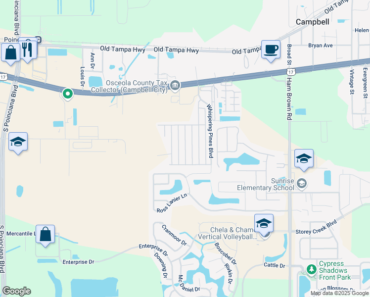 map of restaurants, bars, coffee shops, grocery stores, and more near 1741 Western Redwood Avenue in Kissimmee