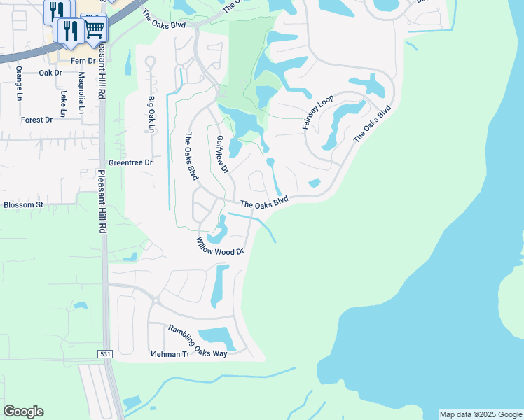map of restaurants, bars, coffee shops, grocery stores, and more near 1885 The Oaks Boulevard in Kissimmee