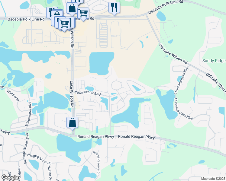 map of restaurants, bars, coffee shops, grocery stores, and more near 805 Terrace Ridge Circle in Davenport