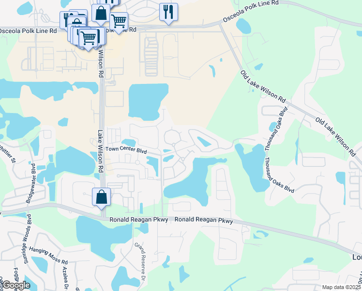 map of restaurants, bars, coffee shops, grocery stores, and more near 112 Terrace Ridge Circle in Davenport
