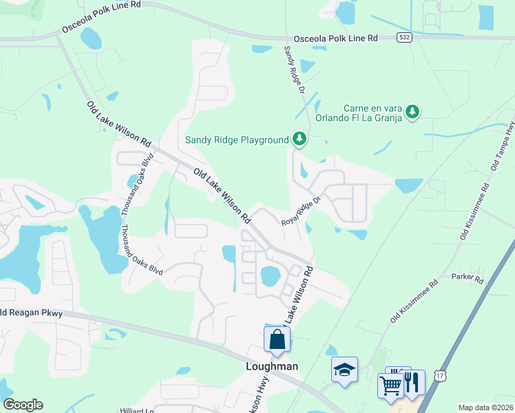 map of restaurants, bars, coffee shops, grocery stores, and more near 1183 Royal Ridge Drive in Davenport