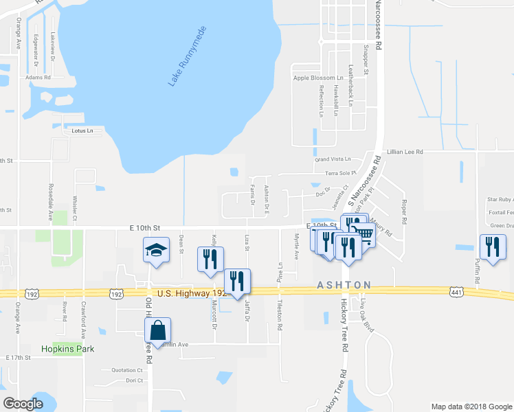 map of restaurants, bars, coffee shops, grocery stores, and more near 1805 Farris Drive in St. Cloud