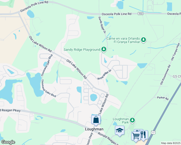 map of restaurants, bars, coffee shops, grocery stores, and more near 1183 Royal Ridge Drive in Davenport