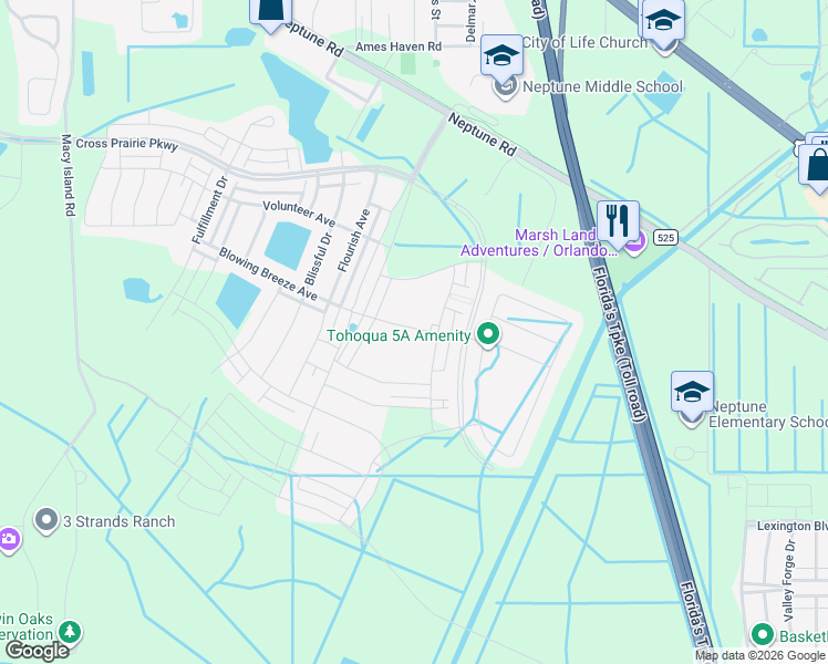 map of restaurants, bars, coffee shops, grocery stores, and more near 2648 Blowing Breeze Ave in Kissimmee