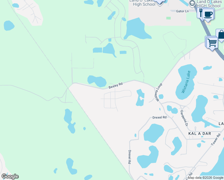 map of restaurants, bars, coffee shops, grocery stores, and more near 6473 Burning Opal in Land O' Lakes