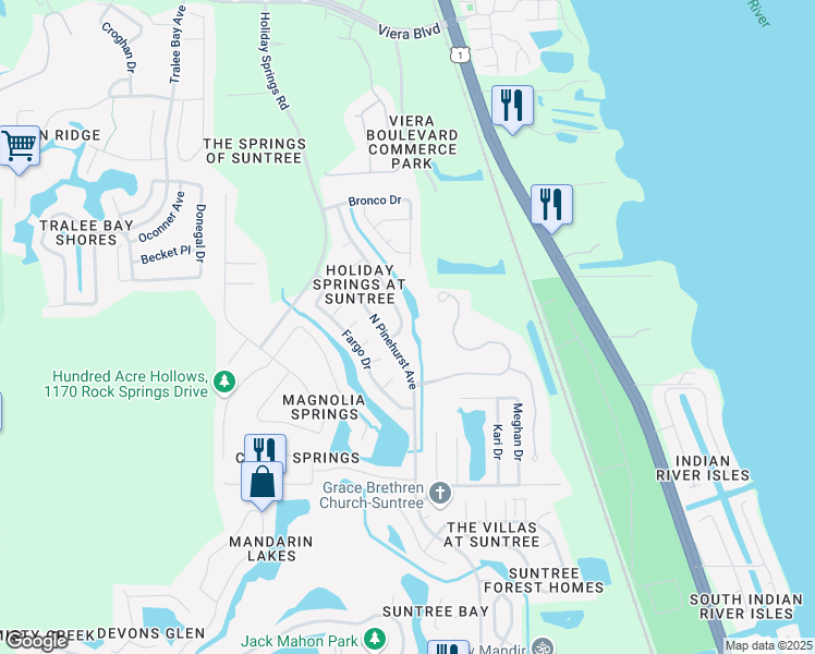 map of restaurants, bars, coffee shops, grocery stores, and more near 1337 California Drive in Melbourne