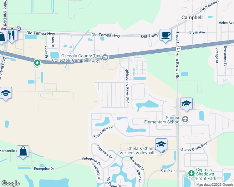 map of restaurants, bars, coffee shops, grocery stores, and more near 1741 Western Redwood Avenue in Kissimmee