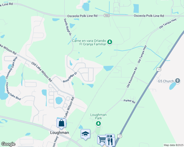 map of restaurants, bars, coffee shops, grocery stores, and more near 756 Scrub Jay Way in Davenport