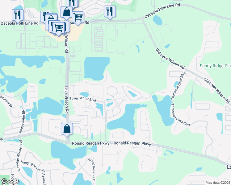 map of restaurants, bars, coffee shops, grocery stores, and more near 101 Terrace Ridge Circle in Davenport