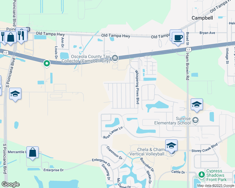 map of restaurants, bars, coffee shops, grocery stores, and more near 1741 Balsam Avenue in Kissimmee