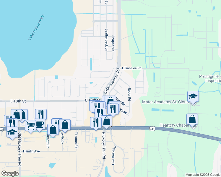 map of restaurants, bars, coffee shops, grocery stores, and more near 1828 Ashton Park Place in St. Cloud