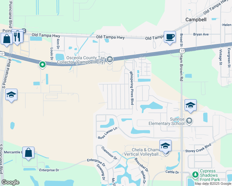 map of restaurants, bars, coffee shops, grocery stores, and more near 1741 Western Redwood Avenue in Kissimmee