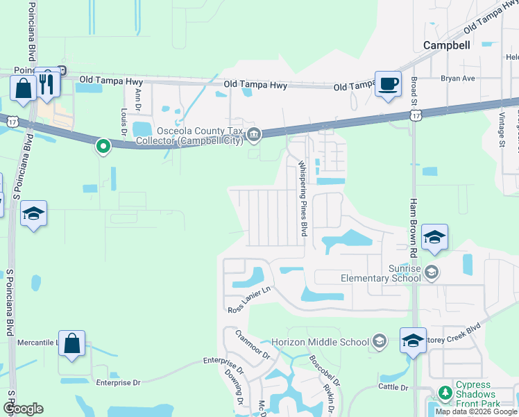 map of restaurants, bars, coffee shops, grocery stores, and more near 1741 Balsam Avenue in Kissimmee