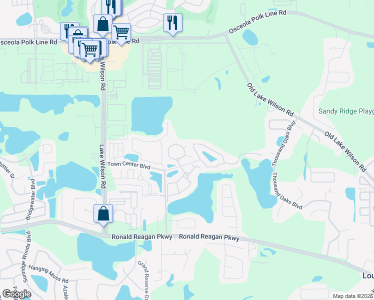 map of restaurants, bars, coffee shops, grocery stores, and more near 205 Terrace Ridge Circle in Davenport