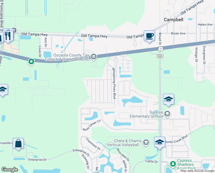 map of restaurants, bars, coffee shops, grocery stores, and more near 1741 Western Redwood Avenue in Kissimmee