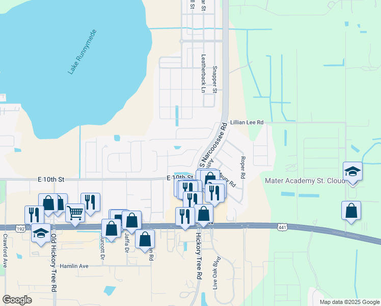 map of restaurants, bars, coffee shops, grocery stores, and more near 4814 Doc Drive in Saint Cloud