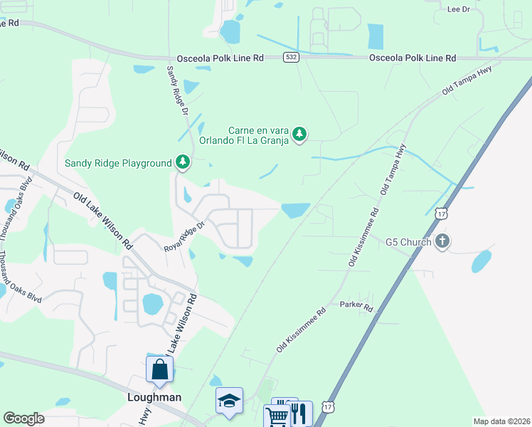 map of restaurants, bars, coffee shops, grocery stores, and more near 2196 Royal Ridge Drive in Davenport