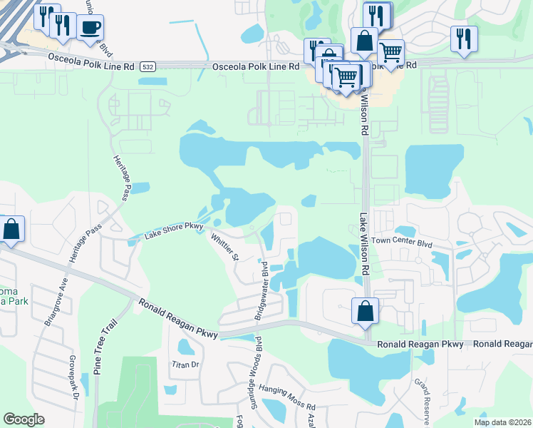 map of restaurants, bars, coffee shops, grocery stores, and more near 456 Lake Shore Parkway in Davenport