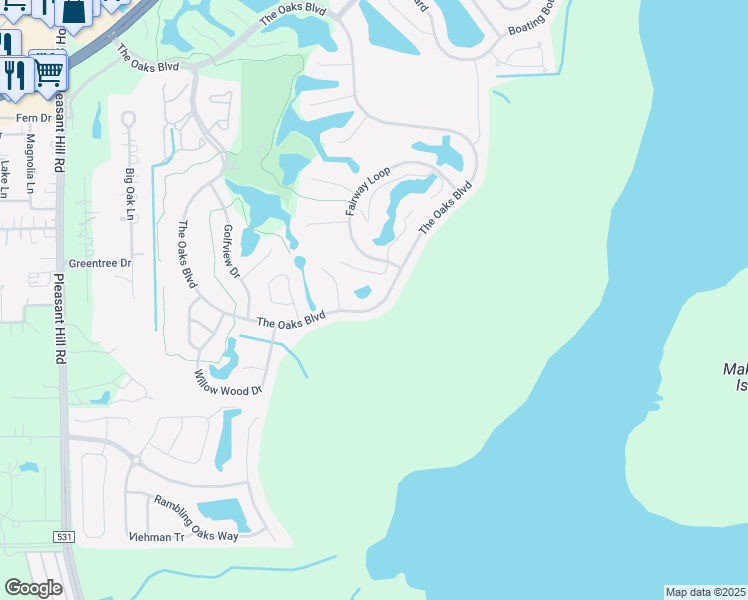 map of restaurants, bars, coffee shops, grocery stores, and more near 1988 The Oaks Boulevard in Kissimmee