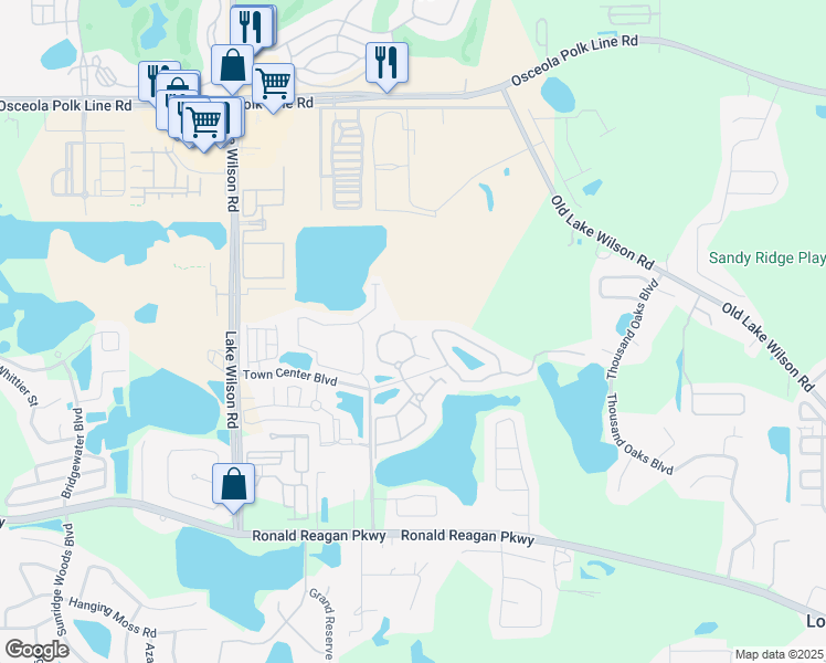 map of restaurants, bars, coffee shops, grocery stores, and more near 407 Terrace Ridge Circle in Davenport