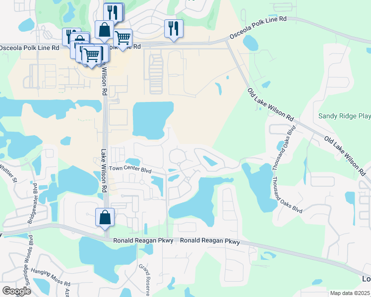 map of restaurants, bars, coffee shops, grocery stores, and more near 424 Terrace Ridge Circle in Davenport