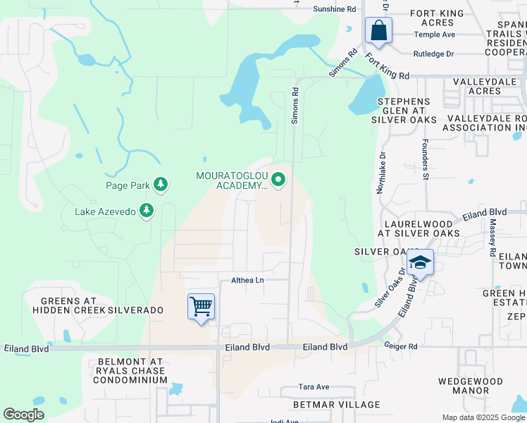 map of restaurants, bars, coffee shops, grocery stores, and more near 6453 Simons Road in Zephyrhills