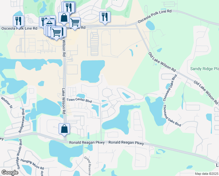 map of restaurants, bars, coffee shops, grocery stores, and more near 406 Terrace Ridge Circle in Davenport