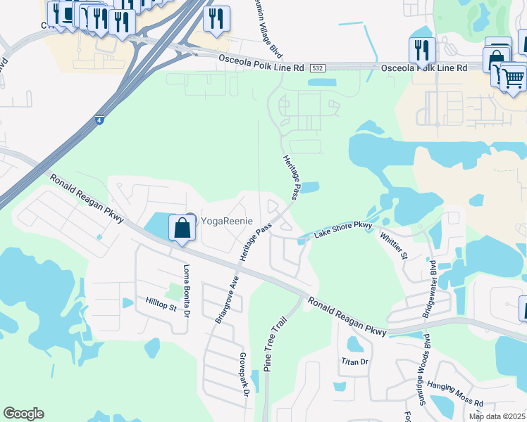 map of restaurants, bars, coffee shops, grocery stores, and more near 334 Willow View Drive in Davenport