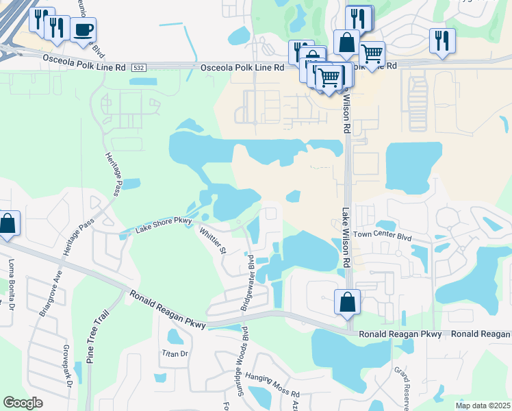 map of restaurants, bars, coffee shops, grocery stores, and more near 456 Lake Shore Parkway in Davenport