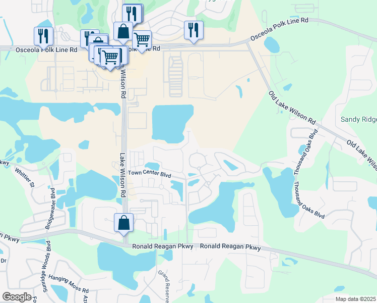 map of restaurants, bars, coffee shops, grocery stores, and more near 602 Terrace Ridge Circle in Davenport