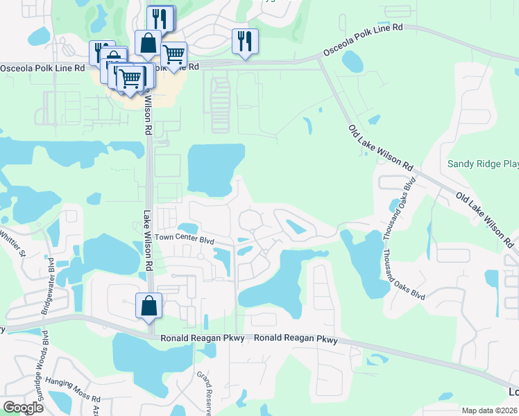map of restaurants, bars, coffee shops, grocery stores, and more near 406 Terrace Ridge Circle in Davenport