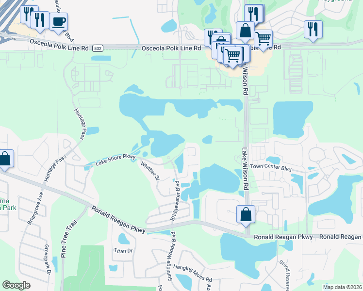 map of restaurants, bars, coffee shops, grocery stores, and more near 456 Lake Shore Parkway in Davenport