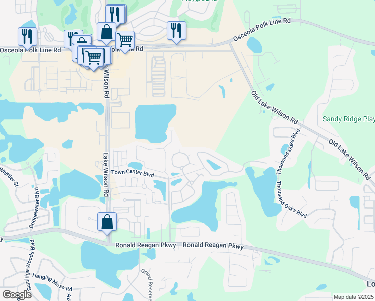 map of restaurants, bars, coffee shops, grocery stores, and more near 406 Terrace Ridge Circle in Davenport