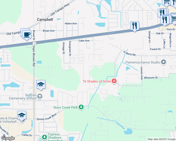 map of restaurants, bars, coffee shops, grocery stores, and more near 1801 Daniels Street in Kissimmee