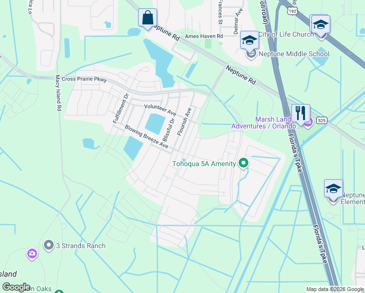 map of restaurants, bars, coffee shops, grocery stores, and more near 1815 Flourish Avenue in Kissimmee
