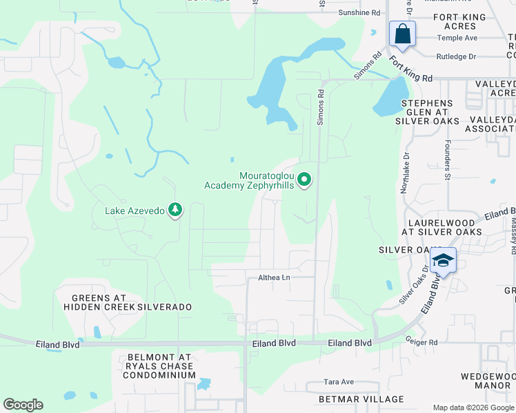 map of restaurants, bars, coffee shops, grocery stores, and more near 6523 Bar S Bar Trail in Zephyrhills
